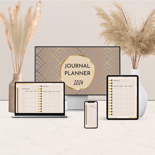 Digital Journal Planner Gold Abstract 2024