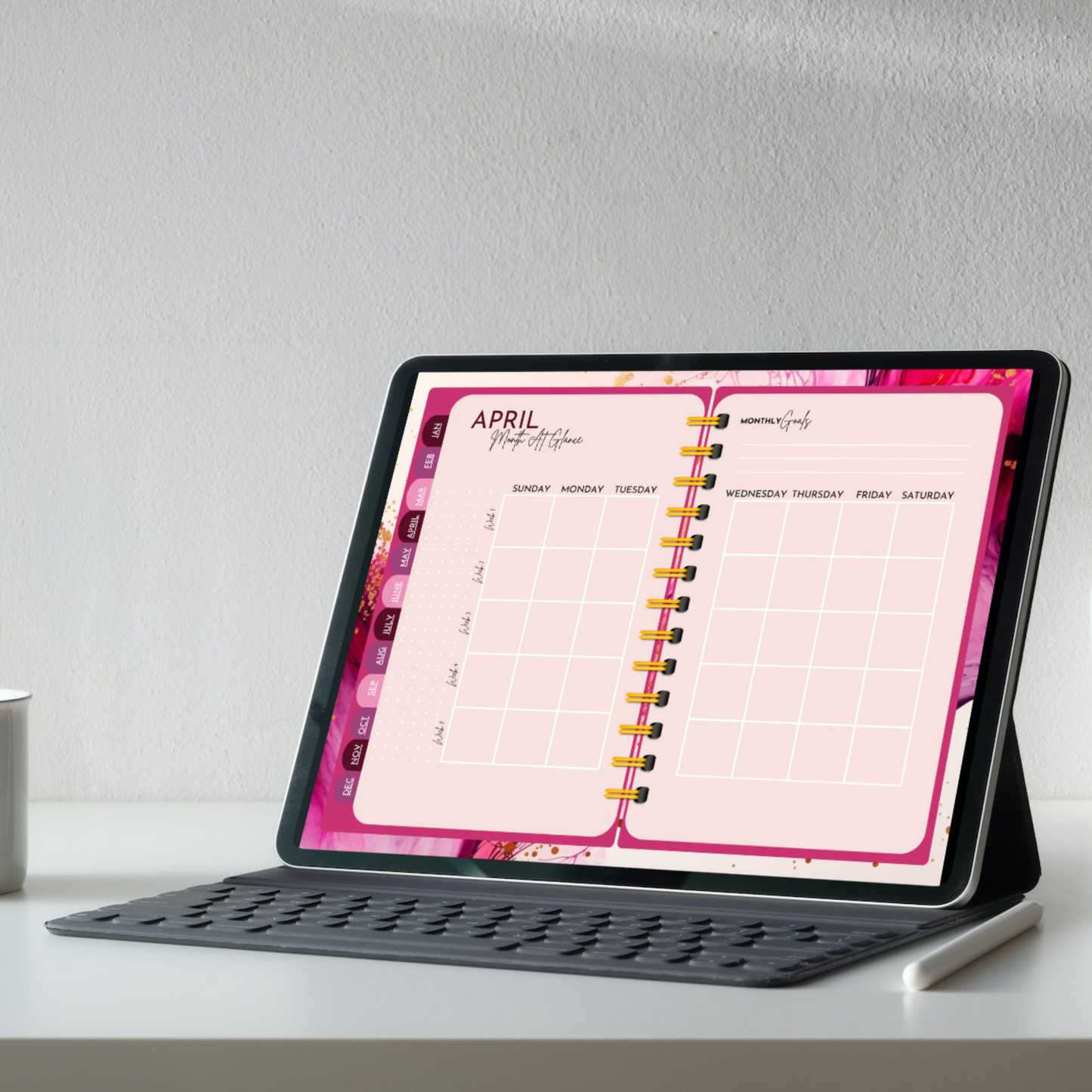 Digital Journal Planner Pink 2024 - Organise Easily